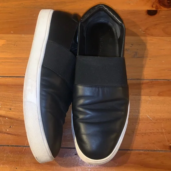 Vince Women’s Black Leather Slip On Sneakers - Picture 2 of 5